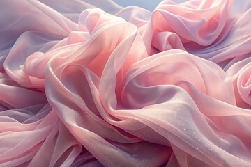 Obraz premium Close up of flowing pink fabric with soft folds and subtle light creating a dreamy aesthetic look