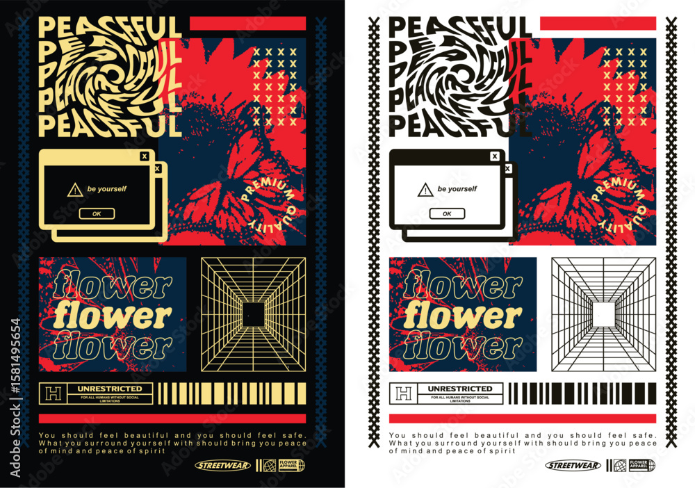 Fototapete abstract design: geometric shapes and text: a dynamic composition of geometric shapes and stylized t