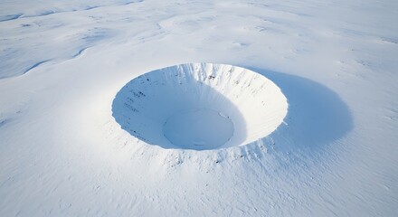 Aerial View of Snow-Covered Crater Winter Landscape of Volcanic Formation