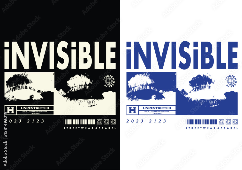 Poster invisible man graphic design: a striking graphic design featuring the word invisible layered over a 