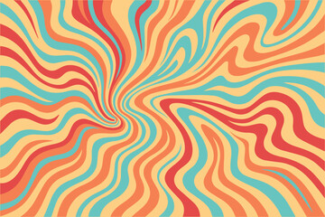 Obraz premium Bright and cheerful vector background featuring psychedelic flowers, swirling rainbows, and vintage hippie motifs that capture a fun, nostalgic vibe.