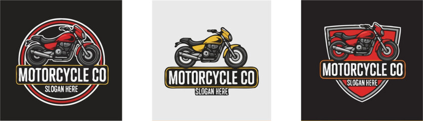 Motorcycle company logos featuring different motorcycle designs.