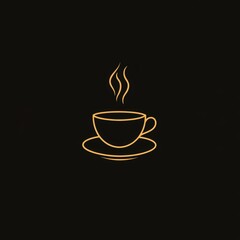 Obraz premium Simple Outline of a Coffee Cup with Steam on a Dark Background