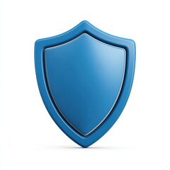 Glossy Blue 3D Shield Emblem on White Background