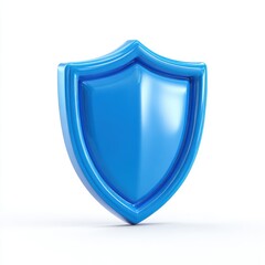 Glossy Blue Shield Icon 3D Rendered Security Symbol