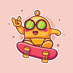 cool yellow bell character mascot playing skateboard isolated cartoon