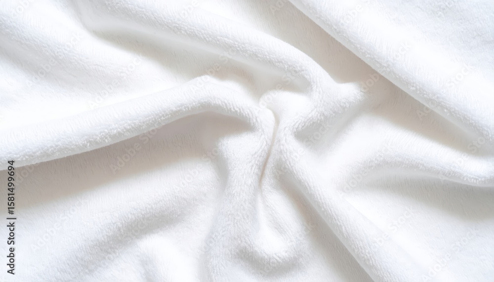 Poster luxurious white fabric texture, smooth drape and subtle folds for elegant backgrounds design element