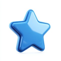 Glossy Light Blue 3D Star on White Background