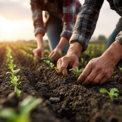 Close-Up of Hands Cultivating Fresh Soil in Agriculture Field