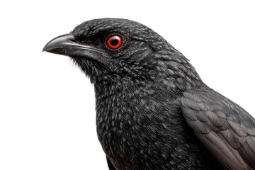 Close-Up Portrait of a Black Bird with Striking Red Eyes
