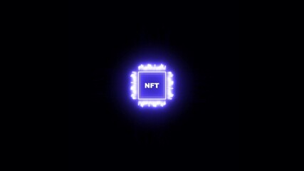 NFT inscription on neon circuit board. Cyberspace digital network. Data Information Process. NFT metaverse concept  NFT Digital Art on a High-Tech Circuit Board. - Powered by Adobe