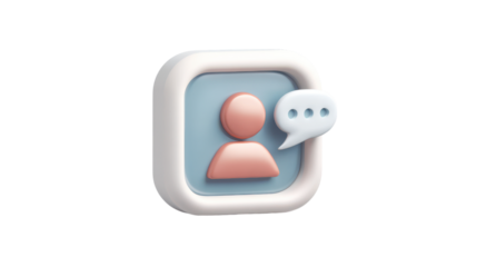 3D Render of a Chat Icon on Transparent Background