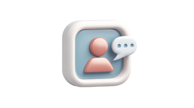 3D Render of a Chat Icon on Transparent Background