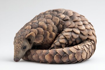 Obraz premium Detailed View of a Pangolin Curled in a Defensive Position