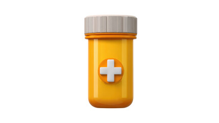 3D Render of Yellow Medicine Bottle on Transparent Background