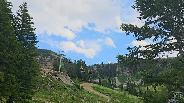 Ski lift in the summer waiting unused for winter snow
