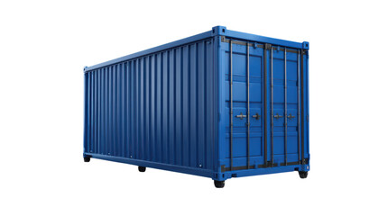 Blue Cargo Shipping Container on Transparent Background