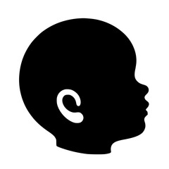 Baby Face Silhouette Icon – Minimalist Black SVG Clipart