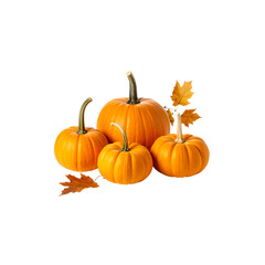 Obraz premium Bright orange pumpkin reminiscent of the autumn harvest, isolated on a white background