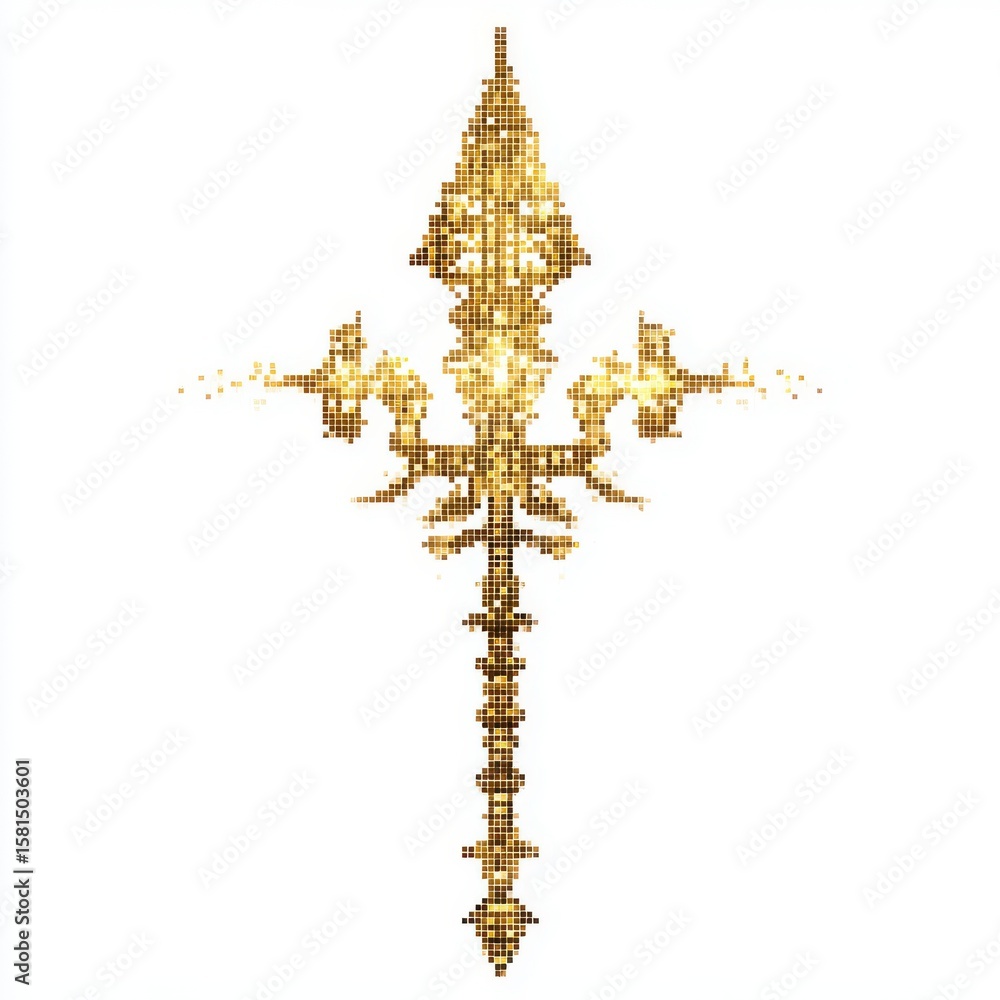 Poster golden abstract symmetrical pattern intricate mosaic design