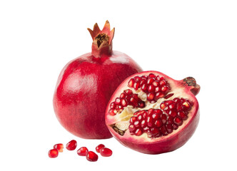 fresh pomegranate still life on white background