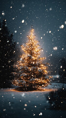 Obraz premium Christmas tree with lights and stars