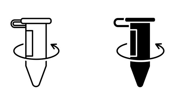 test tube with rotating arrow, illustration of centrifugation process icon vector