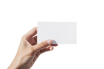 Obraz premium hand holding blank business card, isolated on background