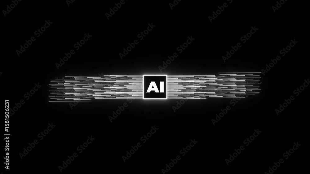 Poster ai circuit integration and data. digital ai logo with futuristic technology.ai agent- businessman wo