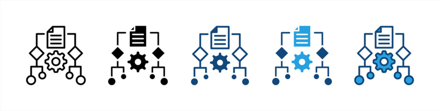 Algorithm icon set multiple style collection