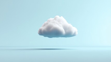 A single, fluffy, white cloud floats against a pale, light-blue backdrop.  A subtle shadow beneath the cloud suggests depth