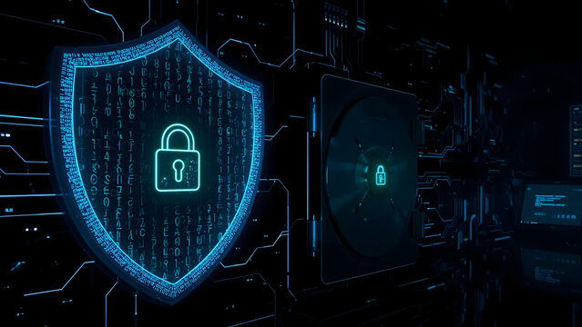 Digital Security Shield, Cybersecurity Protection, Secure Network Access