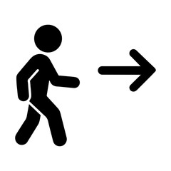 Pedestrian this way signage icon with transparent background symbolizing directional guidance and walking route for foot traffic
