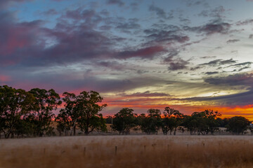 Winter Sunrise over the Australian countryside on the outskirts of Blayney