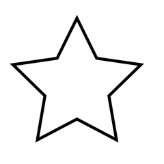 Bold black outline of a five-pointed star on white background, great for coloring pages, icons, or educational worksheets.