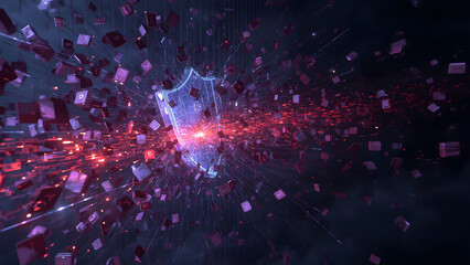 Obraz premium Data Breach Protection, Cybersecurity Attack Defense, Digital Security Shield