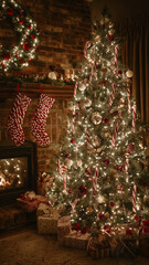 Beautiful Christmas tree with glowing lights