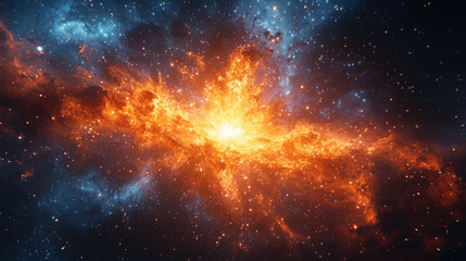 Stunning cosmic explosion with bright nebula and vibrant colors creates sense of wonder