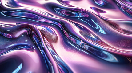 Iridescent liquid metal blobs create mesmerizing, glossy surface with vibrant colors