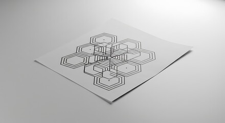 Geometric Hexagon Design on Paper Abstract Visual Representation of Connectivity and Structure