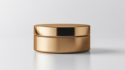 Elegant Gold Cosmetic Jar on Clean White Background for Product Mockups