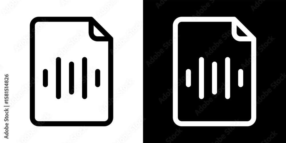 Poster audio file document icon vector outline sound waveform file digital media content