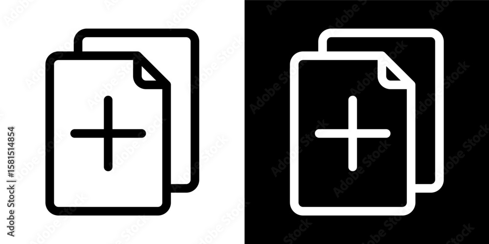 Poster Add New Document Icon Vector Outline File Plus Symbol Create New File Document Line Art