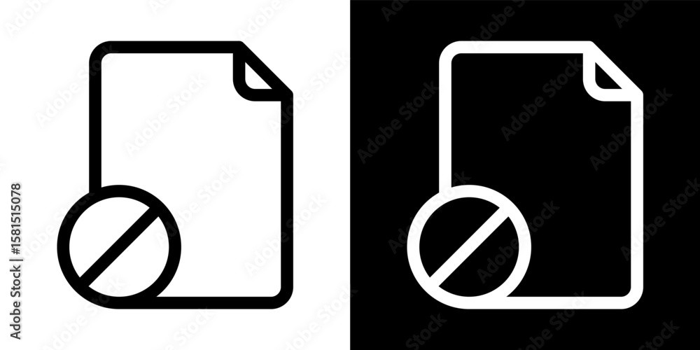 Poster prohibited file document error line icon for websites and apps