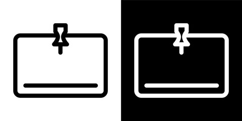 Obraz premium Pin Board Bulletin Icon Message Note Outline Minimalist Reminder Black White Background
