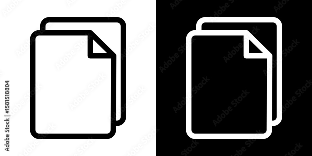 Poster document copy icon files duplication outline minimalist paper stack black white background
