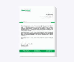 Modern Corporate Letterhead Template with Green Accent