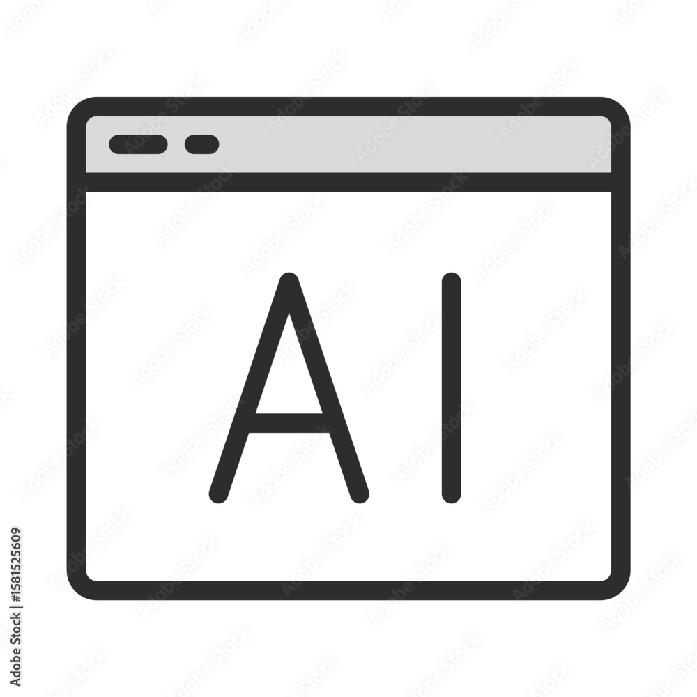 Poster artificial intelligence browser icon vector ai computer system web
