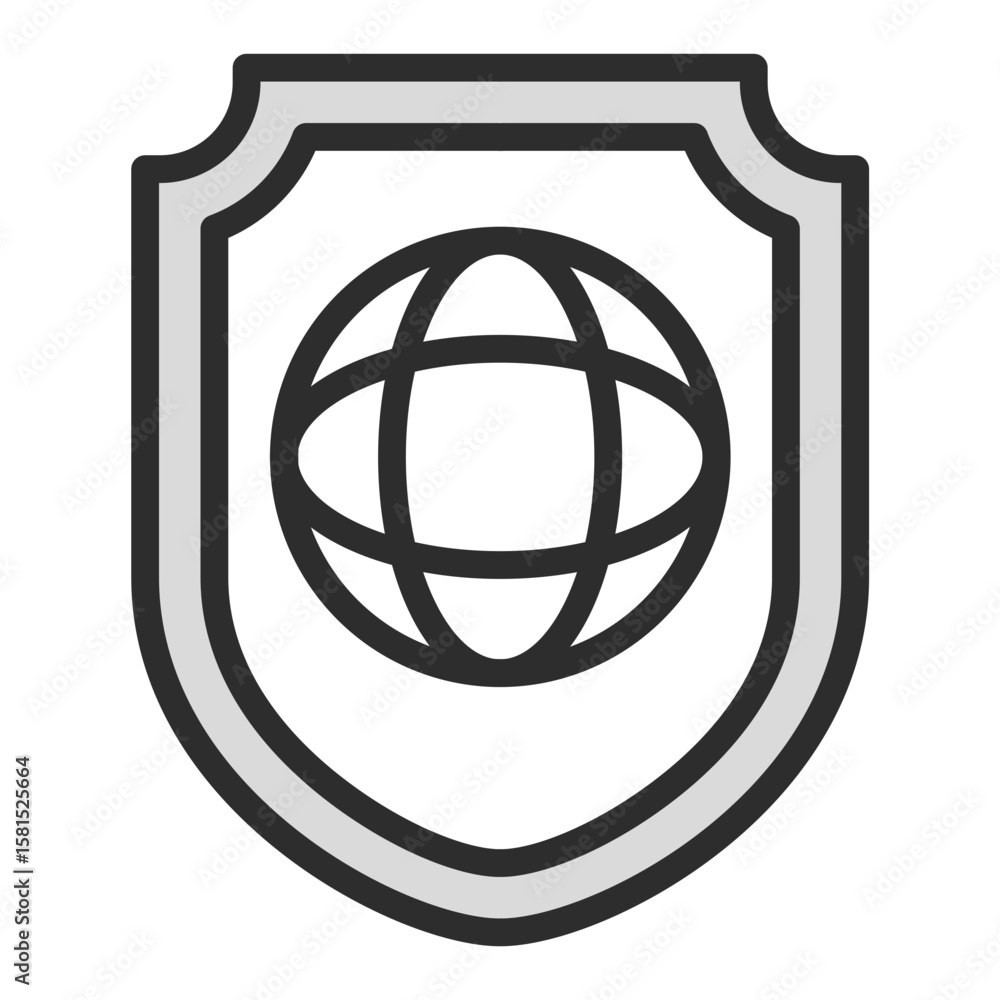 Poster global internet security shield icon vector worldwide data protection