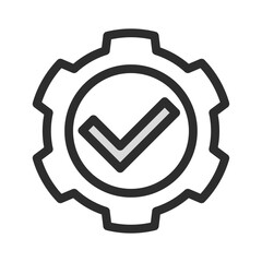 Gear Checkmark Icon Vector System Setting Success Process